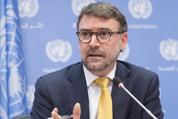 Bernard Duhaime, presidente del Grupo de Trabajo sobre Desapariciones Forzadas o Involuntarias en una conferencia de prensa en la sede de la ONU el 20 de octubre de 2017.